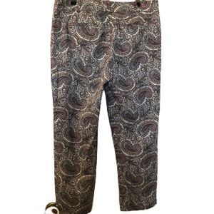 Talbots Women's Paisley Crop Pants Size 8 The Perfect Crop Zip Closure